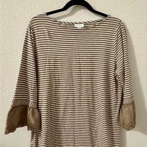 J. Jill Brown Striped Blouse